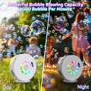 Bubble Machine for Kids Toddlers, 90 360 Rotatable Automatic Bubble Maker with RGB Light, 4000+ Bubbles/Min Bubble Blower for 3 4 5 6 7 8 Year Old, Easter Christmas Birthday Outdoor Wedding Gifts, White Light