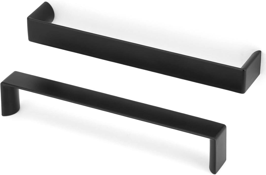 10 Pack 6-1/4 Inch Matte Black Cabinet Pulls Black Cabinet Handles Black Hardware for Kitchen Cabinets 1648 Drawer Bedroom Dresser Bathroom Vanity Cupboard