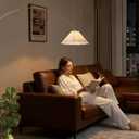 Large Arc Floor Lamp with Natural Marble Base - 81" Tall Adjustable Arched Standing Lamp, Chrome Stainless Steel Over the Couch Lamp, 18" Handmade Linen Flower Shade for Living Room & Sectionals