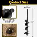 4"x32"Auger Drill Bit for Planting,Heavy-Duty Garden Auger Spiral Drill Bit with Dual Sharp Blades,Bulb Planter Tool & Plant Hole Digger,Planting Auger for Cordless Drill,Tulip Planter Bit