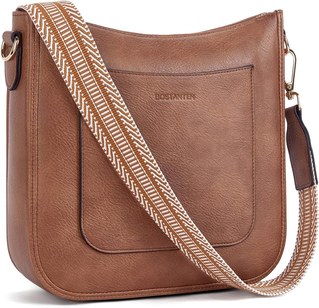 BOSTANTEN Crossbody Bags for Women Trendy Vegan Leather Guitar Strap Purse for Spring Travel