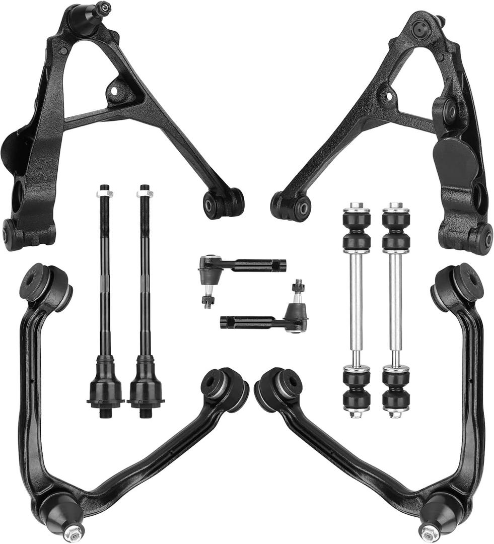 Front Lower/Upper Control Arms w/Ball Joints Sway Bar Links Tie Rod Ends Suspension Kits for 2002-2006 Cadillac Escalade/EXT, 2000-2006 Chevrolet Suburban 1500/GMC Yukon/GMC Yukon XL 1500 (10PCs)