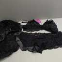 Avidlove Women Sexy Lingerie Set 3 Piece Bra and Panty Sets with Lace Kimono Robe Sleepwear Mesh Nightgown (Black)