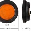 2.5" Round Amber Led Marker Lights 13LED, 10Pcs 2.5 Inch Round Led Trailer Marker Lights Clearance Lamps Sealed Flush Mount w/Rubber Grommets and 2 Prong Trailer Wire Pigtails Waterproof 12V