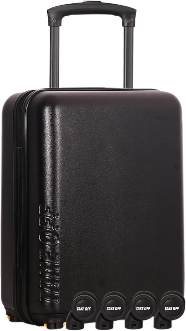 TAKE OFF Luggage 3.0 - Personal Item, 18x14x8 Inches, Underseat Suitcase with Removable Wheels, Hard Shell Luggage, Small Carry On Overnight Weekender, Airport & Travel Essentials, TSA Approved, Black