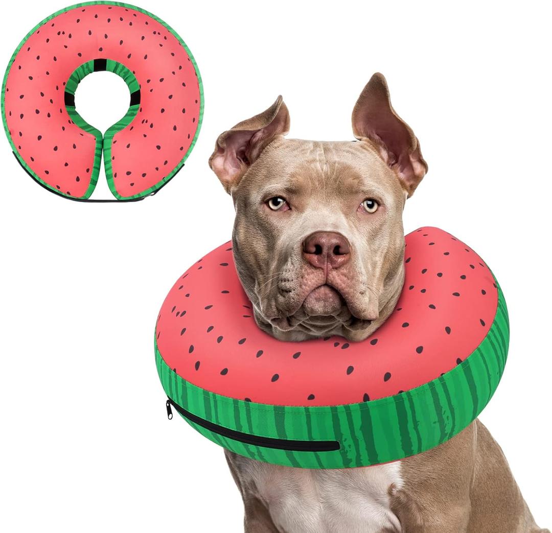 Supet Inflatable Dog Cone Alternative After Surgery - Neck Donut Recovery E-Collar for Neuter - Soft Cone for Small Medium Large Dogs (XXL(Neck 18"-23"), Donut Red)