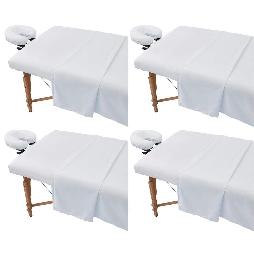 4 Sets Extra Thick Massage Table Sheets Sets Soft Premium Microfiber 3 Piece Set Massage Sheet Set for Salon Spa Bed Include Fitted Covers Flat Sheets Face Cradle Cover