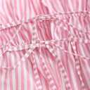 SHENHE Women's Striped Tie Front Bell Sleeve Blouse Deep V Neck Elegant Peplum Top Shirt (XS)