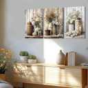 Vintage Rustic Farmhouse Canvas Wall Art Vintage Country Floral Still Life Wall Decor White Daisy Paintings Pictures Wildflower Prints Artwork for Kitchen Bathroom Living room Decoration 16x24in
