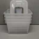 Citylife 4 Packs 6 QT Storage Bins with Lids Clear Plastic Bins with Grey Handle Stackable Storage Containers for Organizing