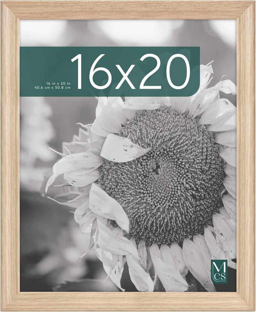MCS Studio Gallery Classic 16x20 Poster Frame Natural Woodgrain Engineered Wood, Vertical & Horizontal Wall Hanging Large Picture Frame for Photos, Posters & Art Prints (1-Pack)