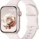 Sport Silicone Band Compatible with Apple Watch Bands 40mm 38mm 41mm 44mm 45mm 46mm 42mm 49mm for Women Men, Soft Wristband Water-proof Strap for iWatch Bands Series 11 10 9 8 7 6 5 4 3 2 1 Ultra SE (Light Blush)