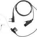 2-Pin 2-Wire Baofeng UV-5R Earpiece Surveillance Kit Compatible with BTECH Retc15/Retevis RT21 RT22 Kenwood Arcshell AR-5 Walkie Talkie Radio with Big PTT Mic Tansparent Acoustic Tube Headset