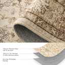 6x9 Area Rugs for Living Room,Machine Washable Low Pile Non Slip Stain Resistant Vintage Euro Floral Boho Desgin Carpet Rug for Bedroom Dining Room Kid's RoomHome Office,Natural Beige