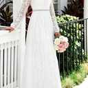 Cercis Womens Off The Shoulder Floral Lace Maxi Wedding Dress Boho Flowy Wedding Guest Formal Long Dresses (White, M)