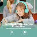 Kids Headphones, AILIHEN I35 On-Ear Headphones for School, 93dB HD Mic Stereo Headphone for Kid Girls Children, Foldable Wired 3.5mm for Chromebook, Laptop, Computer, Tablet (Green Purple)