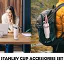 Stanley 10Pcs Accessories Kit: 9-10mm Silicone Boot, Straw Cover Topper, Initial Letter Charm, Seal Kit - Leak Proof, 30&40oz (Orchid, H)