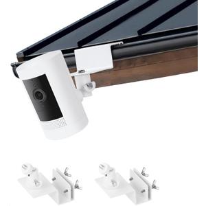 Pack of 2 Adjustable Gutter Mount for Ring Stick Up Cam/Ring Spotlight Cam/Ring Outdoor Cam Plus, Waterproof No Drill Mounting Bracket with Perfect View Angle