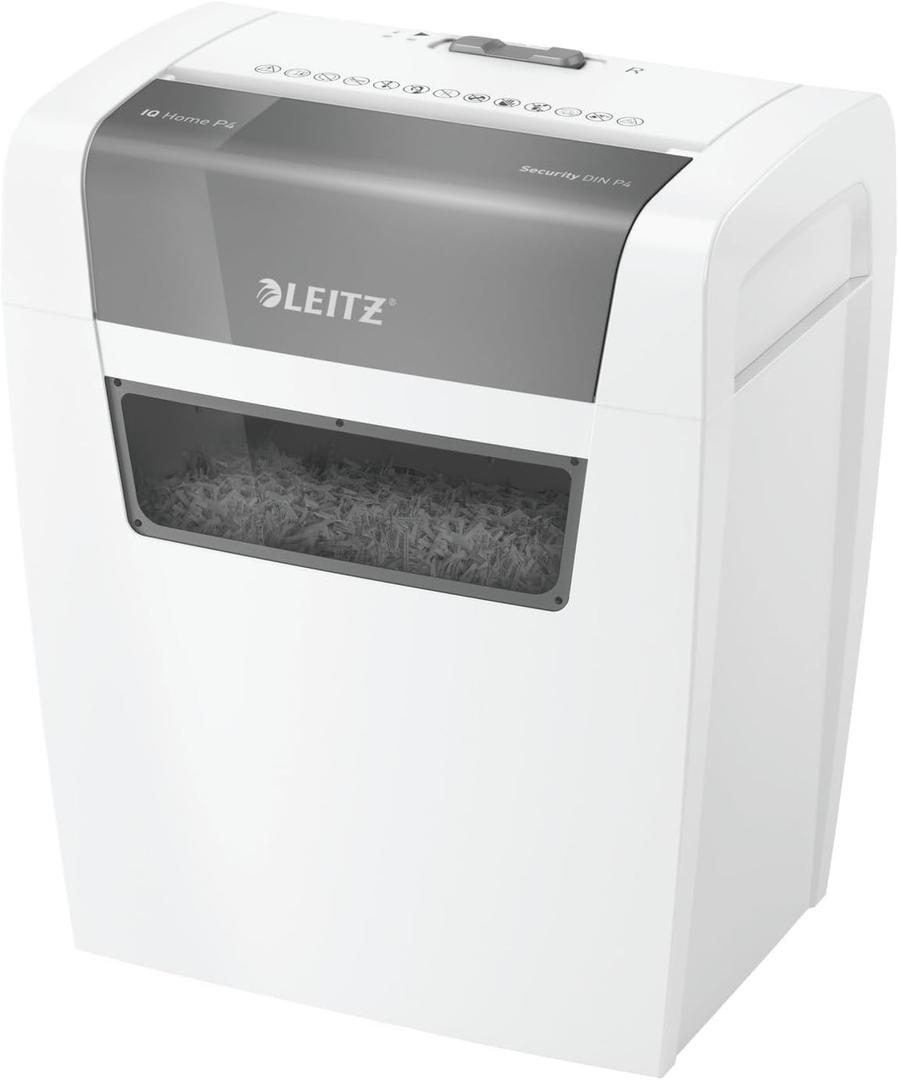 Leitz IQ Paper Shredder, Cross Cut, 6 Sheet, 4 Gallon Bin, P4 Security, Home Office (170001)