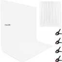 10X20ft White Photo Backdrops for Photography, LCUIRC Two Rod Pocket Backdrops Curtain for Parties, Polyester Background with 4 Clamps for Product Protrait Photoshoot or Parties Decoration