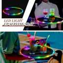 2 Pcs 14 Inch LED Light up Serving Tray No Slip Multicolor Flashing Black Plastic Round Bar Serving Tray for Restaurants Bars Clubs Cocktail Night Party