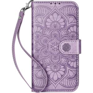 Wallet Case for iPhone 15,[RFID Blocking] 3 Card Holder Stand with Credit Card Slot PU Leather Magnetic Protective Flip Cover for iPhone 15 (Light Purple)