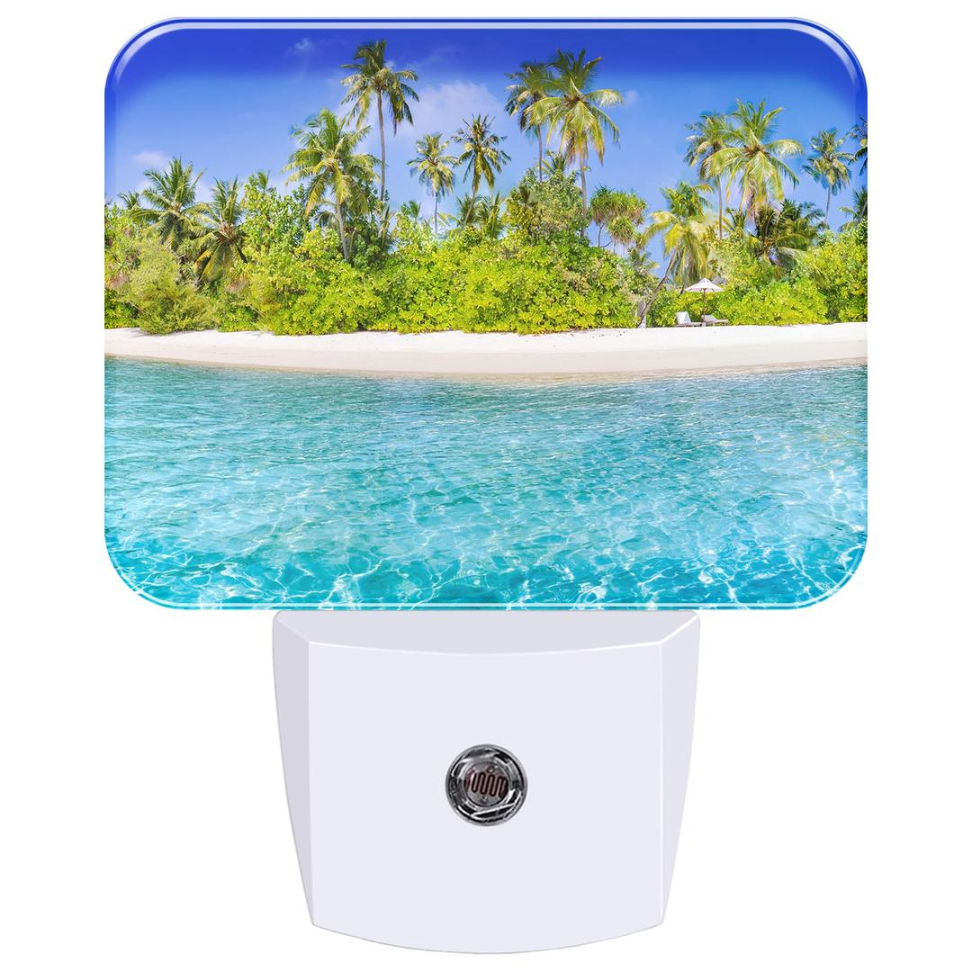 AKKAVNIA Night Light Subtropical Isle Plug-in Wall LED Night Lamp with Dusk-to-Dawn Smart Sensor Lamp for Adult Bedroom Living Room Hallway Kitchen