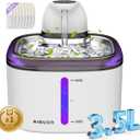 Cat Water Fountain Cordless 118oz/3.5L Wireless & Battery Operated Pet Water Fountain for Indoor Cats, Stainless Steel Tray with Sensor & Timer Modes, Ultra-Quiet, BPA-Free & Easy-to-Clean