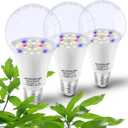 Grow Light Bulbs for Indoor Plants Full Spectrum,E26 A19 Grow LED Lamp Bulb 10W with Balanced Spectrum 5000K Red Blue for Seeds Greens Laboratory, School, Greenhouse, Indore Garden, Hydroponic,3Pack