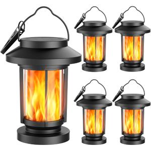 Greluna Solar Lantern Outdoor Waterproof, Flickering Flameless Solar Lights Hanging Lantern, Auto On/Off Decorative Solar Garden Lights for Patio Yard Porch Pathway Camping Decor