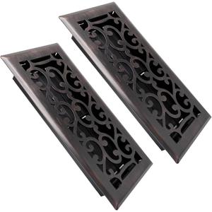 4x10 Inches Air Floor Vents Register Ease Adjust Air Flow Savannah Design-Heavy Duty Walkable Steel Decorative Floor Vent for Room- Oil Rubbed Bronze Floor Vent Covers - 2 Pack