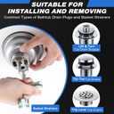 Enhon 4 Sided Drain Strainer Wrench with Sliding Handle for Bath/Shower Sink Tool for Installing Removing Pop Up Plugs, Basket Drains and Closet Spuds