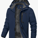 Mens Winter Jackets Waterproof Warm Fleece Ski Jacket with Hood Thermal Windproof Coat Zip Pockets M