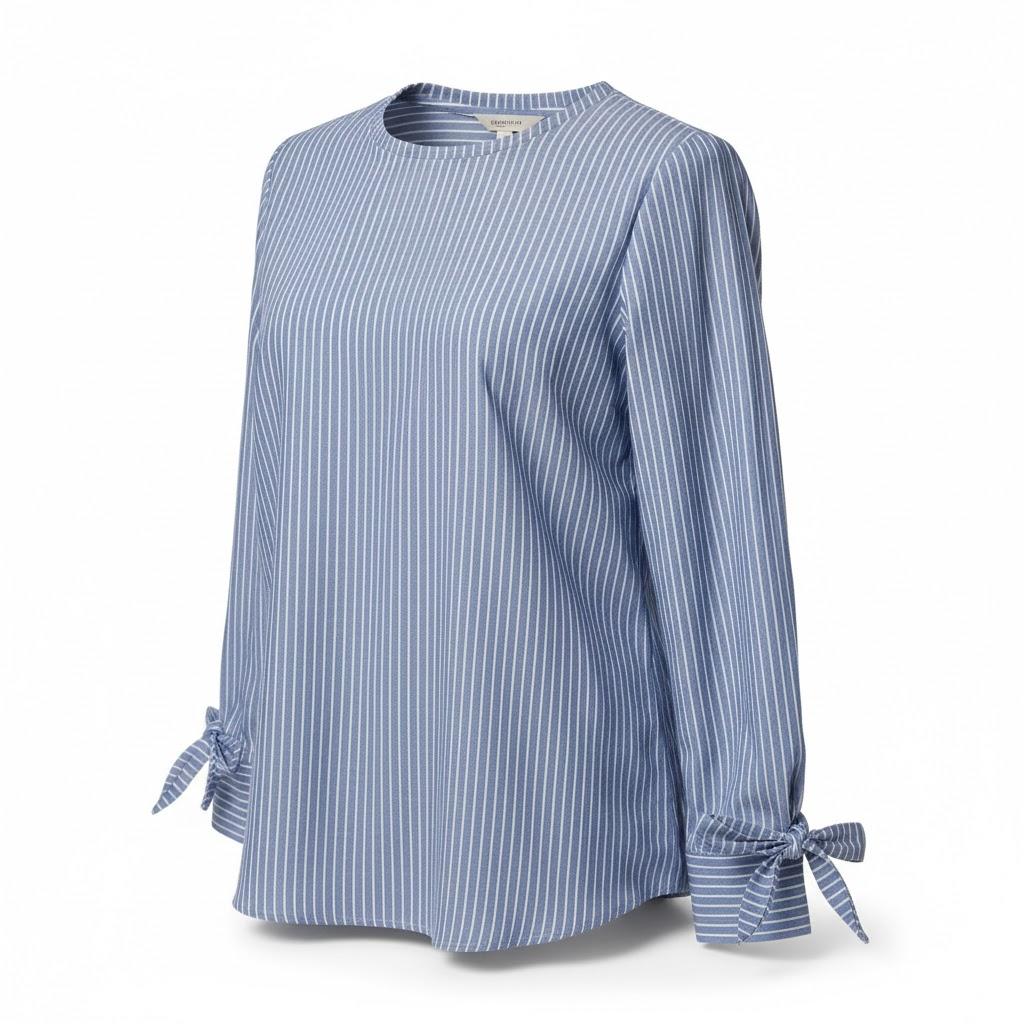 LilyCoco Striped Shirt Women Fall Tunic Crewneck Long Sleeve T Shirt Blue Large