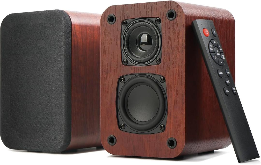 Powered Bluetooth Bookshelf Speakers, 40W Record Player Speakers with 2.75 Inch Woofer, Stereo Speakers with Optical/AUX/TV-ARC Connection for Turntable, No Receiver or Amplifier Required.