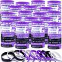 200 Pcs Domestic Violence Awareness Silicone Bracelets Bulk Purple Ribbon Awareness Bracelets Motivational Rubber Bracelet for Men Women Charity Events