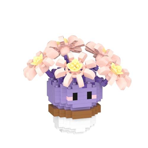 Jollcnoia Purple Peony Star Mini Cute Cactus Succulent Plants Bonsai Building Toy Potted Plant Blocks Particle Flower Botanical