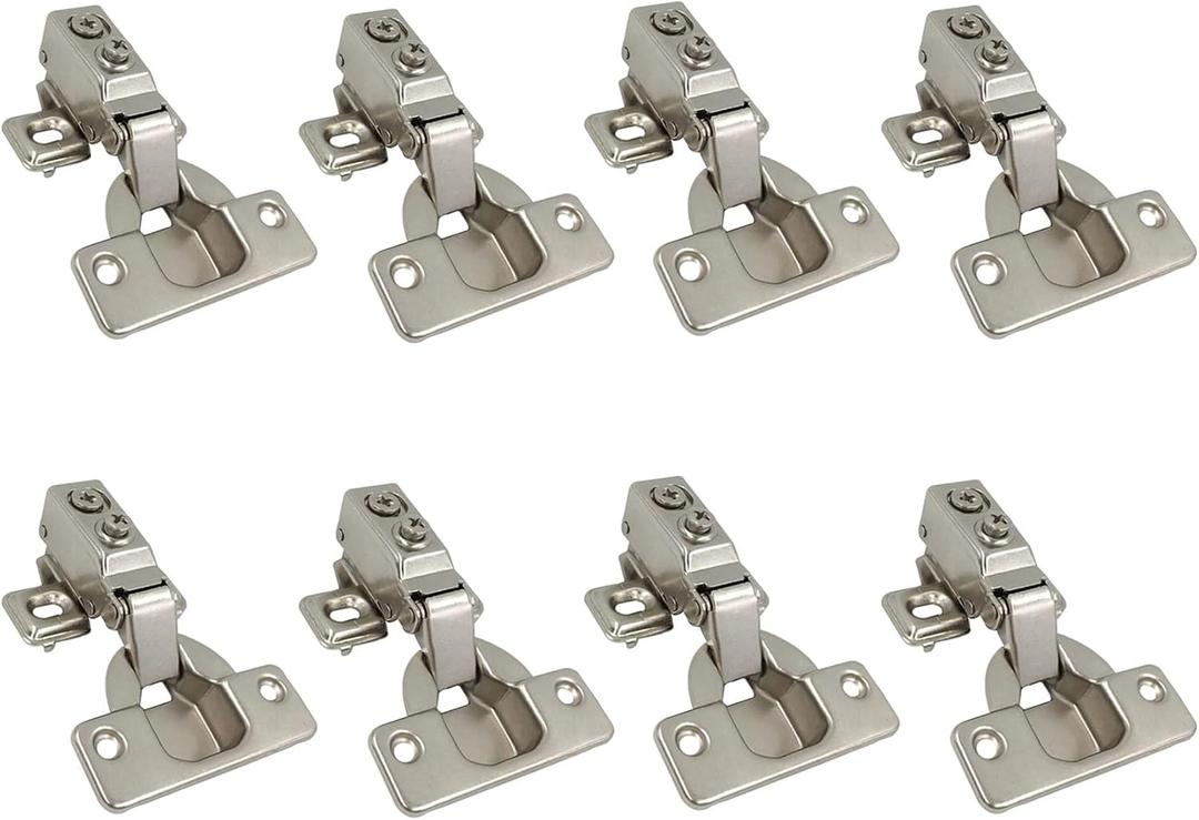 LIKERAINY 95Deg Full Overlay Face Frame Hinge 35mm with Hydraulic Damper for Cabinet Door Compact Soft Closing Short Mini Hinges for Cabinet Cupboard Wardrobe Pack of 8