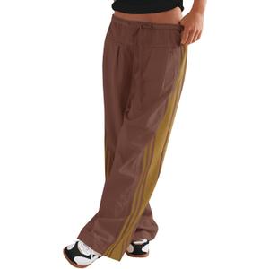 Fisoew Womens Wide Leg Pants Drawstring High Waisted Striped Baggy Palazzo Pants with Pockets (XXL)