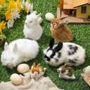 Civaner 6 Pack 3 Size Realistic Furry Rabbits Figurines Simulation Lifelike Easter Bunnies Statue Rabbit Miniatures for Home Party Decors Model Gift Miniatures Decorations, Large Medium Small