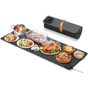 Mariocsa Warming Mat for Food, (XXXL 47"x15") Electric Food Warming Mat Tray, 450W Rapid Full Heating in 8s, 7 Adjustable Temp Settings & 1-8H Timer, Food Warmer Mat for Home, Buffets, Parties