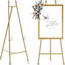 Iron Adjustable Arts & Crafts Easels,Metal Easel Stand with Chain Support for Mirror,58 Inch Floor Easels for Display Wedding Sign(Gold)