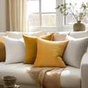 MIULEE Pack of 2 Mustard Yellow Pillow Covers 20x20 Inch Decorative Velvet Throw Pillow Covers Modern Soft Couch Throw Pillows Farmhouse Spring Home Decor for Sofa Bedroom Living Room