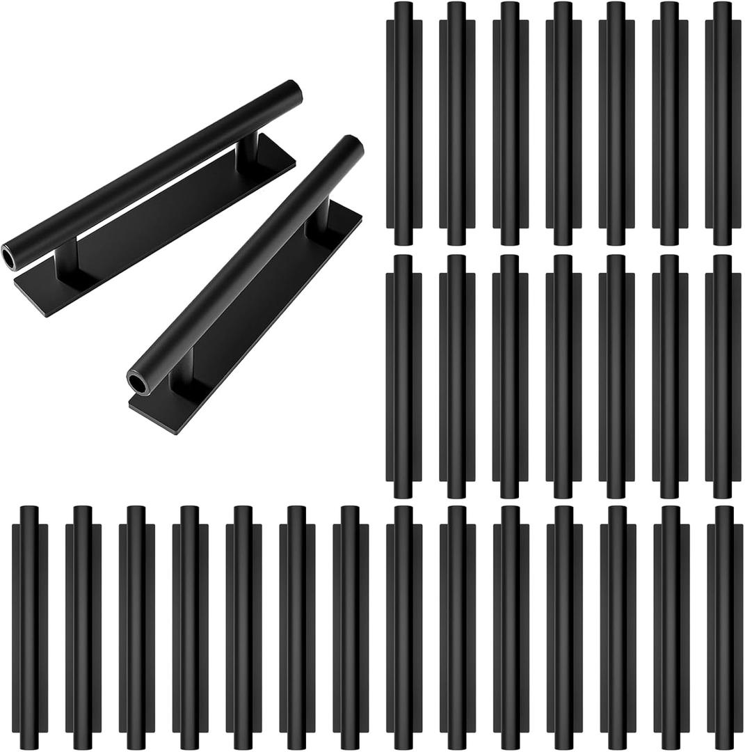 kwa heri Self-Stick Push Pull Helper Black Hidden Cabinet Handles ABS Plastic Door Window Wardrobe Instant Cabinet Drawer Furniture Handles (Black, Pack, 30)