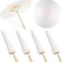 MOTOTO 4 Pieces 33 Inches White Paper Umbrellas Parasol Chinese Japanese Oiled Paper Umbrellas Decorative DIY Painting Parasol for Wedding Bridal Party Decor