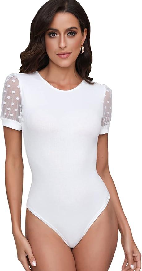 BUENOS NINOS Bodysuits for women Women's Crew Neck short sleeve Tops Bodysuit Jumpsuit Size L