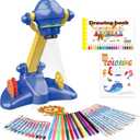 Sumsoltic Drawing Projector for Kids, Art and Craft Kit,Including Colored Pencils, Crayons, Coloring Books, Toys for 3+ Year Old Boys (Blue Drawing Kit v2)