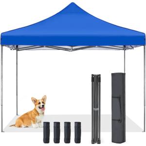 OLIXIS 10x10ft Pop Up Canopy Tent, Beach Canopy, Sun Shade, Royal Blue | Beach Canopy with Windproof Sand Bags, Heavy Duty Portable Shelter for Yard Party Events Outdoor Camping