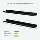 Black Floating Shelves for Wall 24 Inch Wall Shelves with Lip Modern Picture Ledge Shelf Wall Mount Photo Shelves Room Decor Hanging Book Shelves Set of 2 for Bedroom Living Room Bathroom Kitchen