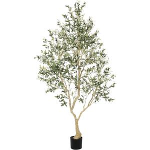 LYERSE 8ft Faux Olive Tree - Olive Trees Artificial Indoor with Large Olive Branches and Lifelike Olive - Artificial Olive Tree for Home Office House Living Room Decor